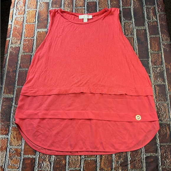 Michael Kors Vibrant Red Double-Layer Tank Top - Picture 1 of 6